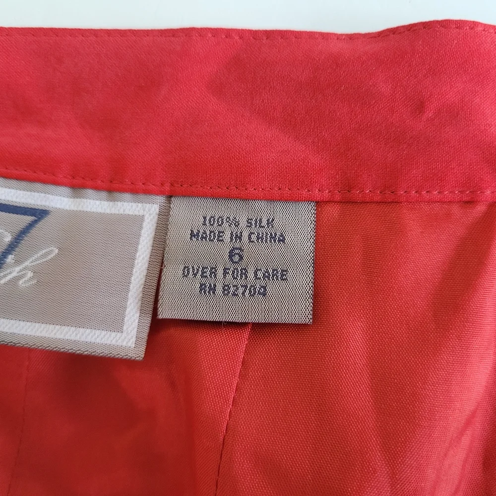 17 North 100% Silk Midi Skirt Red 6